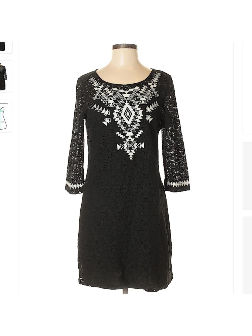 Express Black and White Quarter Length Sleeve Dress - Sz Medium